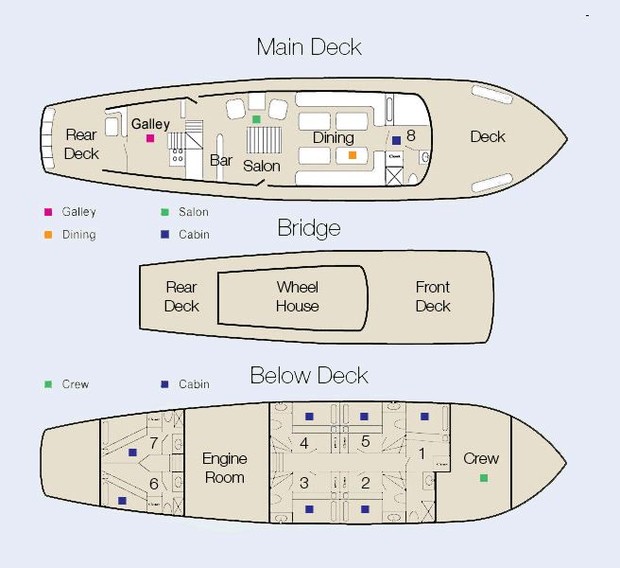 Cabin layout for Cachalote