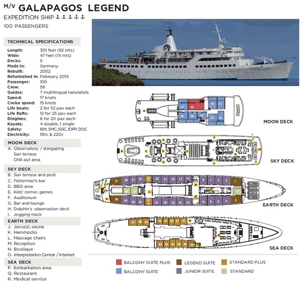 Cabin layout for Galapagos Legend