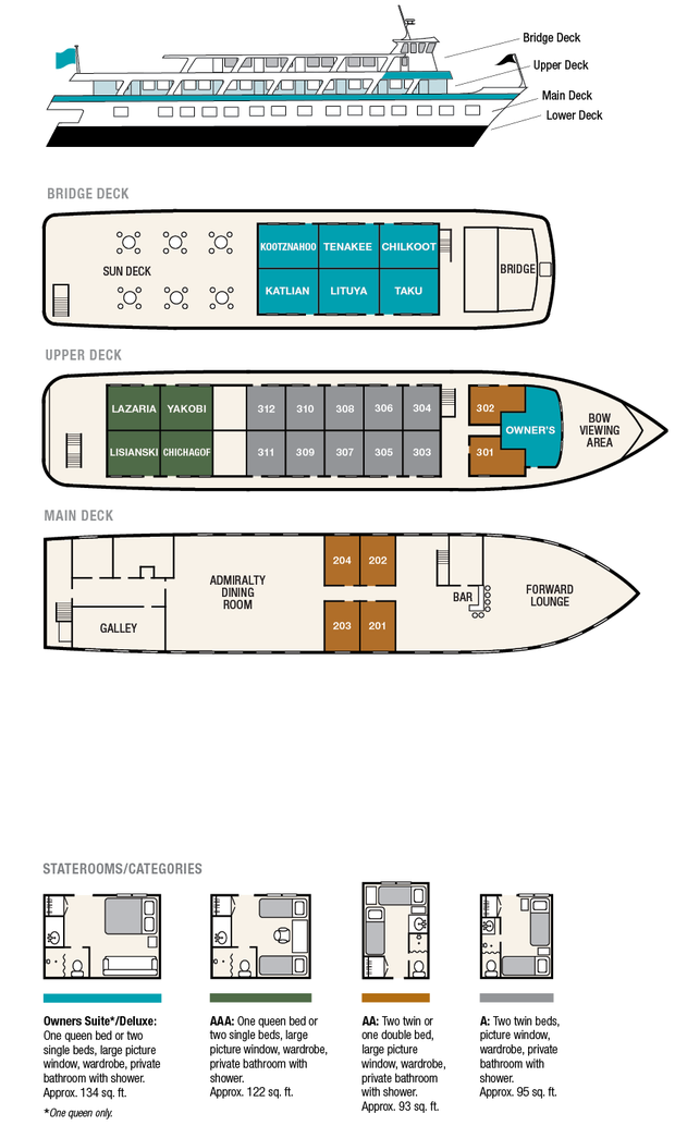 Cabin layout for  Admiralty Dream        