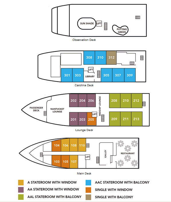 Cabin layout for American Glory