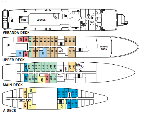 Cabin layout for National Geographic Endeavour