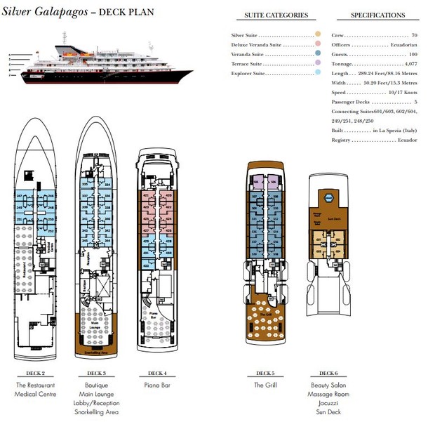 Cabin layout for Silver Galapagos