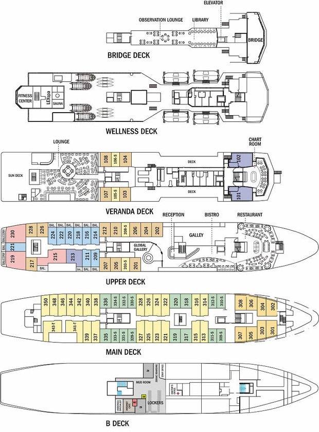 Cabin layout for National Geographic Explorer