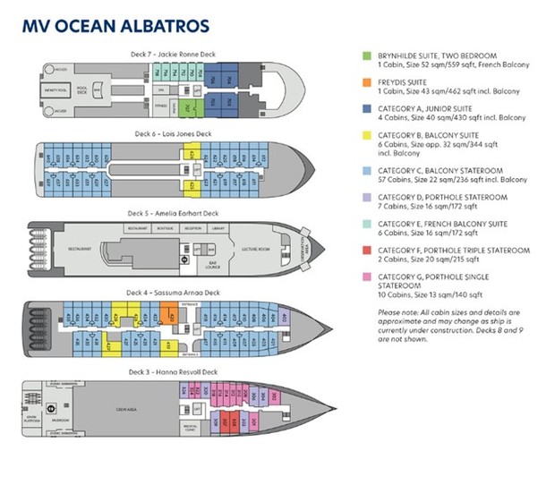 Cabin layout for Ocean Albatros