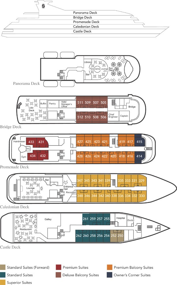 Cabin layout for Caledonian Sky