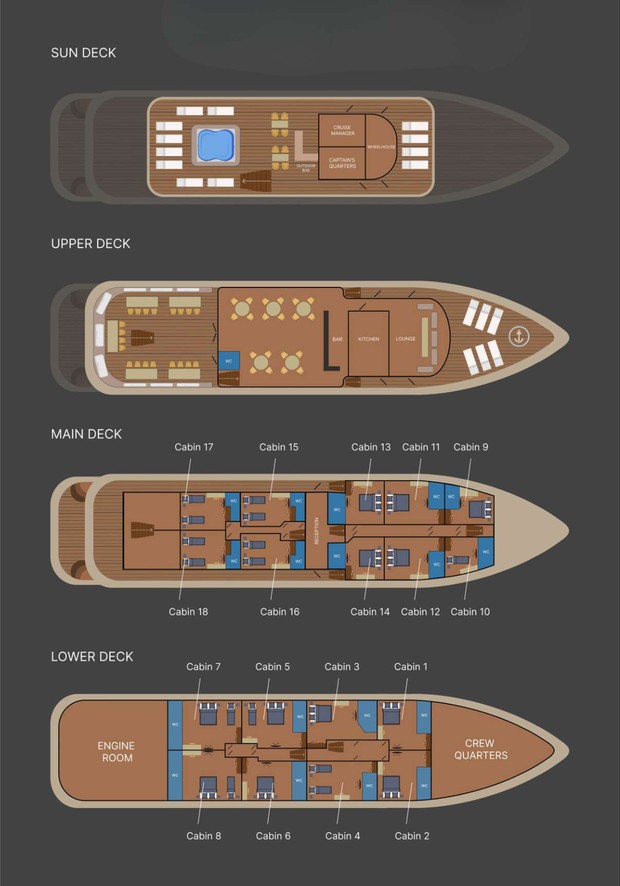 Cabin layout for Azzuro