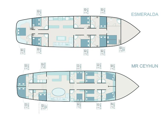 Cabin layout for Classic Turkish Gulet