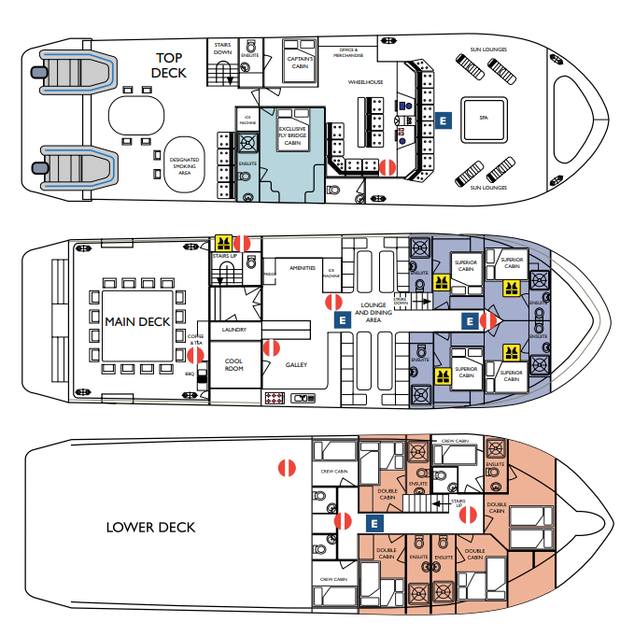 Cabin layout for Kimberley Quest II