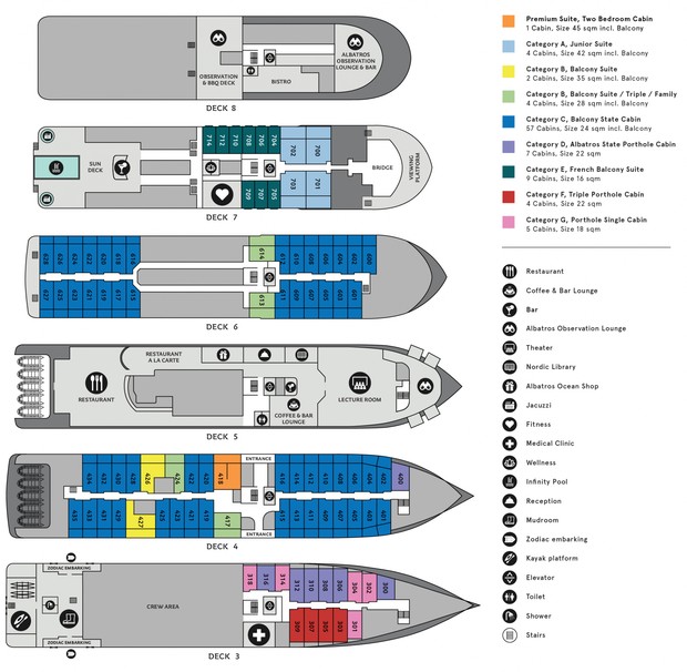 Cabin layout for Ocean Victory
