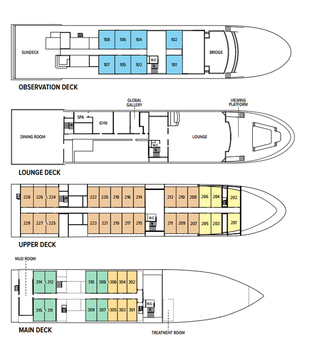 Cabin layout for National Geographic Quest 